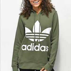 olive green adidas hoodie womens